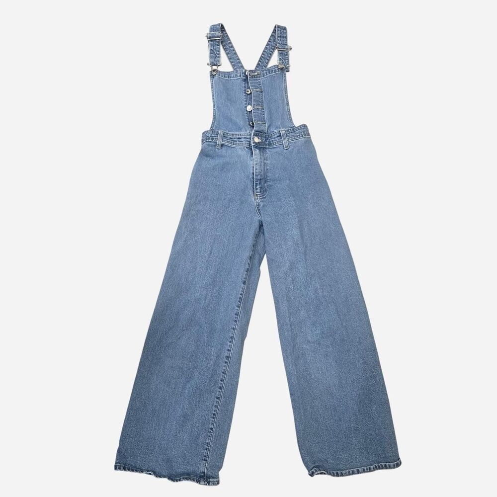 Universal Thread button-front wide leg jean overalls women's size 2